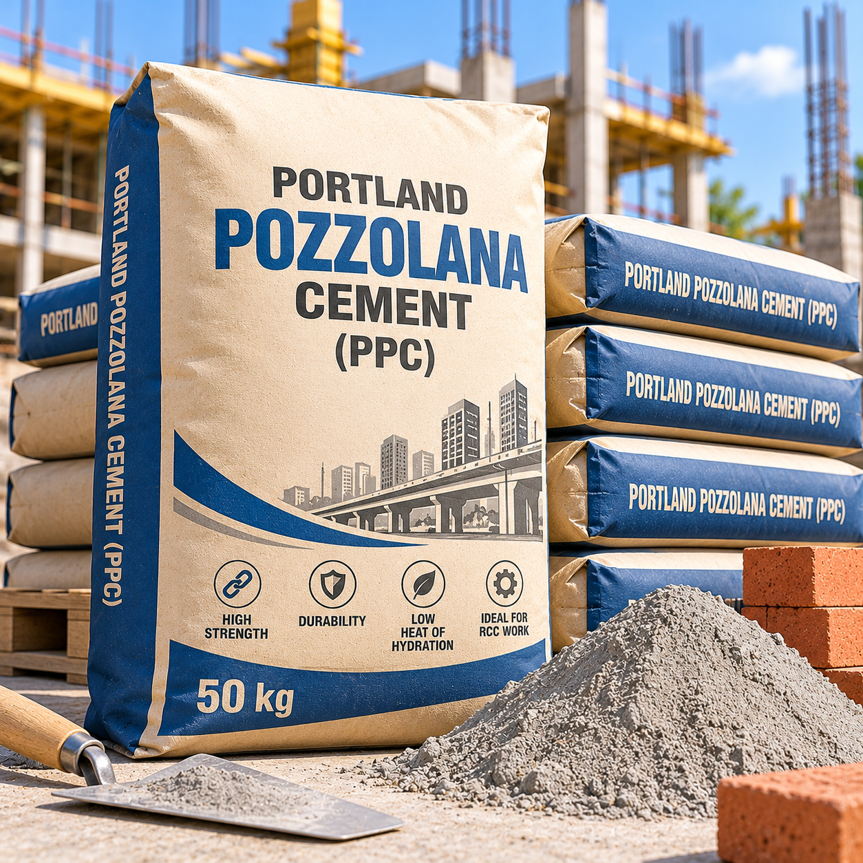 Portland Pozzolana Cement Construction Scene